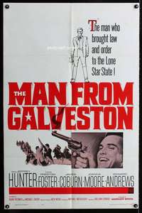 h431 MAN FROM GALVESTON one-sheet movie poster '64 Jeff Hunter in Texas!