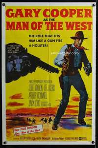 h437 MAN OF THE WEST one-sheet movie poster '58 tough cowboy Gary Cooper!