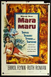 h447 MARA MARU one-sheet movie poster '52 Errol Flynn, Ruth Roman