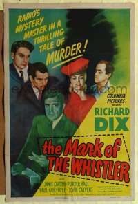 h452 MARK OF THE WHISTLER one-sheet movie poster '44 Richard Dix, Castle