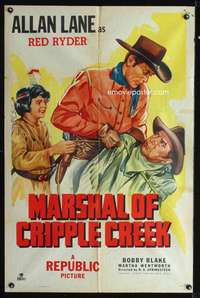 h454 MARSHAL OF CRIPPLE CREEK one-sheet movie poster '47 Lane as Red Ryder!