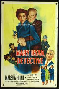 h455 MARY RYAN, DETECTIVE one-sheet movie poster '50 Marsha Hunt, Litel