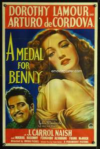 h459 MEDAL FOR BENNY one-sheet movie poster '45 ultra sexy Dorothy Lamour!