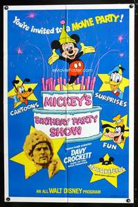 h466 MICKEY'S BIRTHDAY PARTY SHOW one-sheet movie poster '78Davy Crockett