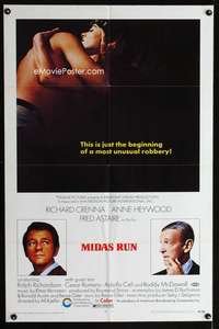 h467 MIDAS RUN one-sheet movie poster '69 Fred Astaire, Roddy McDowall