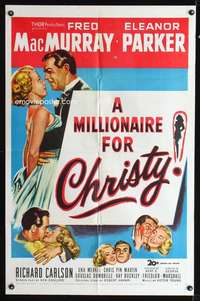 h469 MILLIONAIRE FOR CHRISTY one-sheet movie poster '51 Eleanor Parker