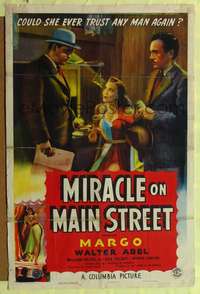 h471 MIRACLE ON MAIN STREET one-sheet movie poster '39 Margo, Walter Abel