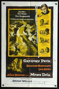 h473 MOBY DICK one-sheet movie poster '56 Gregory Peck, Orson Welles