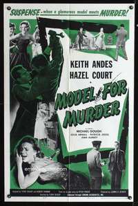 h474 MODEL FOR MURDER one-sheet movie poster '59 wacky knife-in-back image!