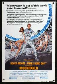 h479 MOONRAKER reviews one-sheet movie poster '79 Moore as James Bond!