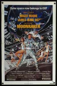 h478 MOONRAKER one-sheet movie poster '79 Roger Moore as James Bond!