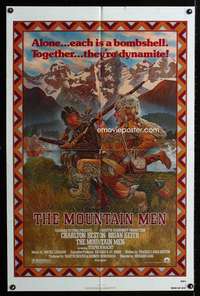 h487 MOUNTAIN MEN one-sheet movie poster '80 Charlton Heston, Hopkins art!