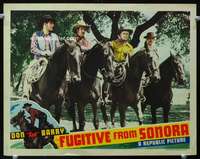 m402 FUGITIVE FROM SONORA movie lobby card '43 Don Red Barry on horse!