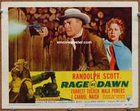 m727 RAGE AT DAWN movie lobby card #3 '55 Randolph Scott, Mala Powers