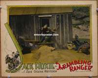 m731 RAMBLING RANGER movie lobby card '27 Jack Hoxie in fight!