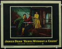 m735 REBEL WITHOUT A CAUSE movie lobby card #2 '55 James Dean fighting