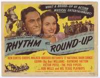 m141 RHYTHM ROUND-UP movie title lobby card '45 Ken Curtis, Cheryl Walker