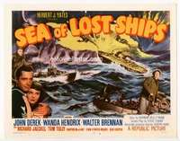 m153 SEA OF LOST SHIPS movie title lobby card '53 John Derek, cool image!