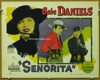 m759 SENORITA movie lobby card '27 Bebe Daniels in Zorro disguise!