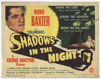 m157 SHADOWS IN THE NIGHT movie title lobby card '44 The Crime Doctor!