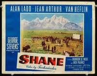 m761 SHANE movie lobby card #8 '53 homesteaders at Torey's funeral!