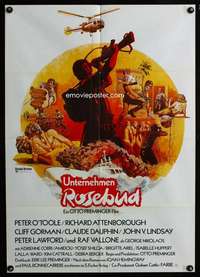 p573 ROSEBUD German movie poster '75 Otto Preminger, Klairin art!