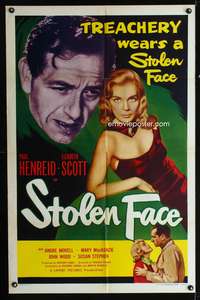 m645 STOLEN FACE one-sheet movie poster '52 Paul Henreid, very bad girl Lizabeth Scott!