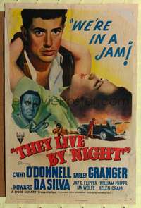 m675 THEY LIVE BY NIGHT one-sheet movie poster '48 Nicholas Ray classic!