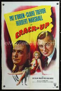 p105 CRACK-UP one-sheet movie poster '46 Pat O'Brien, sexy Claire Trevor, Herbert Marshall