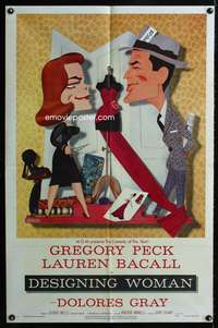 p127 DESIGNING WOMAN one-sheet poster '57 art of Gregory Peck & Lauren Bacall by Jacques Kapralik!