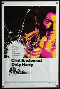 p139 DIRTY HARRY one-sheet movie poster '71 Clint Eastwood, Don Siegel crime classic!