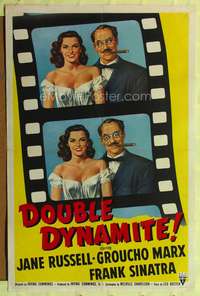 p147 DOUBLE DYNAMITE one-sheet movie poster '52 great artwork of Groucho Marx & Jane Russell!