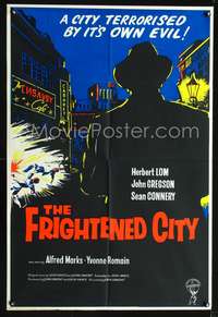 p192 FRIGHTENED CITY English one-sheet movie poster '62 Sean Connery, Herbert Lom