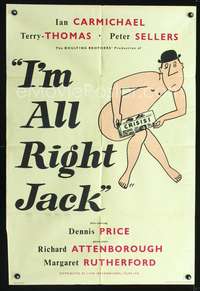 p281 I'M ALL RIGHT JACK English one-sheet movie poster '60 Peter Sellers, wacky naked artwork!