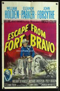 p159 ESCAPE FROM FORT BRAVO one-sheet movie poster '53 William Holden, John Sturges