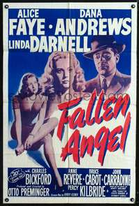 p162 FALLEN ANGEL one-sheet movie poster R53 Alice Faye, Dana Andrews, Linda Darnell