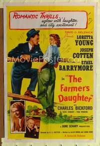 p166 FARMER'S DAUGHTER one-sheet movie poster R54 Loretta Young, Joseph Cotton, Ethel Barrymore