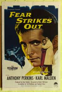 p169 FEAR STRIKES OUT one-sheet movie poster '57 Anthony Perkins as baseball player Jim Piersall!