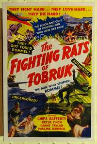 p173 FIGHTING RATS OF TOBRUK one-sheet movie poster '52 the men who stopped Rommel!