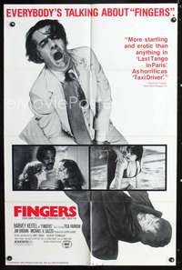 p174 FINGERS one-sheet movie poster '78 mobster Harvey Keitel, ultra violent James Toback!