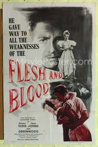 p177 FLESH & BLOOD one-sheet movie poster '52 Richard Todd, Glynis Johns