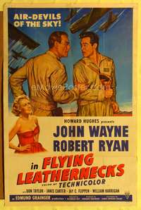 p179 FLYING LEATHERNECKS one-sheet movie poster '51 John Wayne, Robert Ryan, Howard Hughes