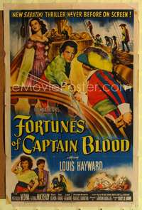 p184 FORTUNES OF CAPTAIN BLOOD one-sheet poster '50 Louis Hayward, sexy Patricia Medina, Sabatini!