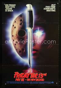 p190 FRIDAY THE 13th PART VII one-sheet movie poster '88 slasher horror sequel!