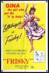 p193 FRISKY one-sheet movie poster '56 sexy frisky Gina Lollobrigida put the 'it' in Italy!