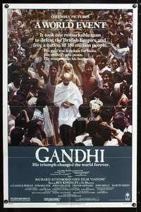 p198 GANDHI one-sheet movie poster '82 Ben Kingsley as The Mahatma, Richard Attenborough