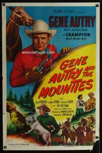 p199 GENE AUTRY & THE MOUNTIES one-sheet movie poster '50 with Champion!