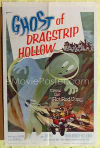 p200 GHOST OF DRAGSTRIP HOLLOW one-sheet poster '59 great Hot Rod Gang & giant ghost artwork image!