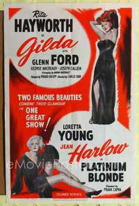 p201 GILDA/PLATINUM BLONDE one-sheet poster '50 sexy famous beauties Jean Harlow & Rita Hayworth!