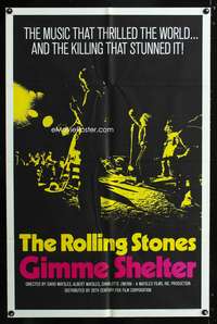 p202 GIMME SHELTER one-sheet movie poster '71 Rolling Stones, rock & roll concert!